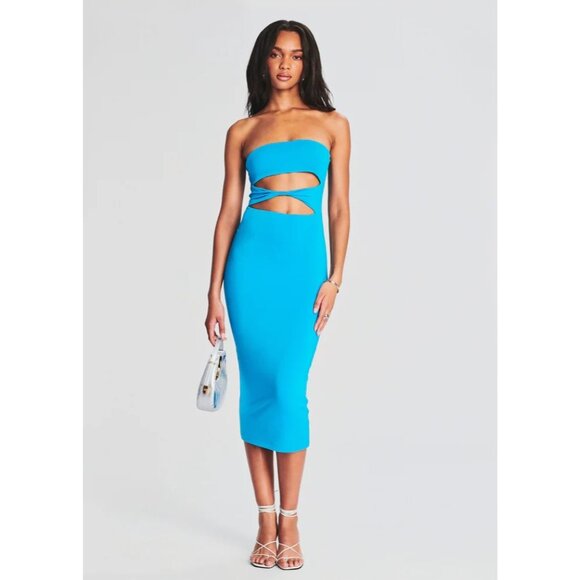 SER.O.YA Bristol Midi Dress in Turquoise X-Small New Womens Cut out Stretchy - Picture 9 of 14